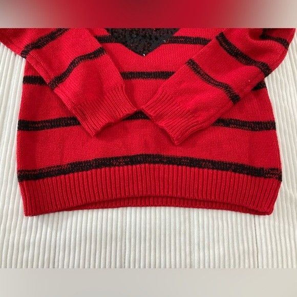Epic Threads Girls XL Red Sweater Knit Black Sequin Heart Pullover Casual - Picture 4 of 8